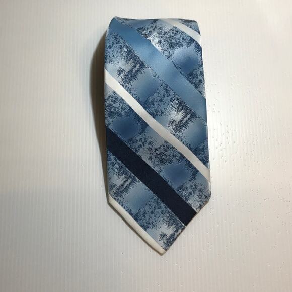 Wembley Blue Striped Short Wide Necktie - Picture 1 of 4